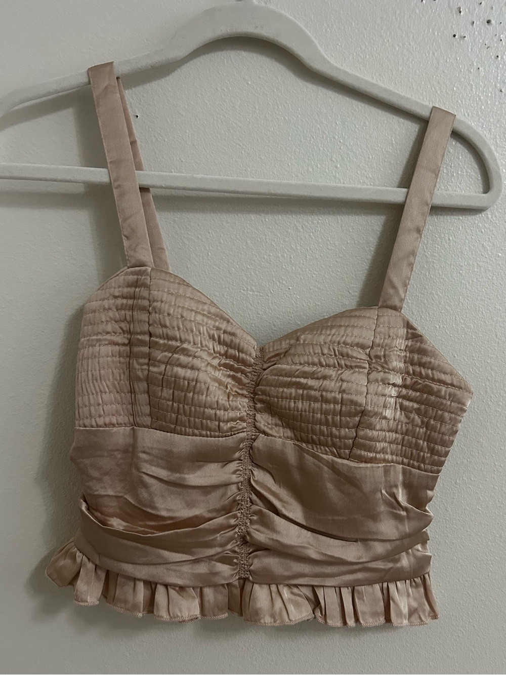 NWT BOG Collectivd Champagne colored Pleated and smocked tank top
